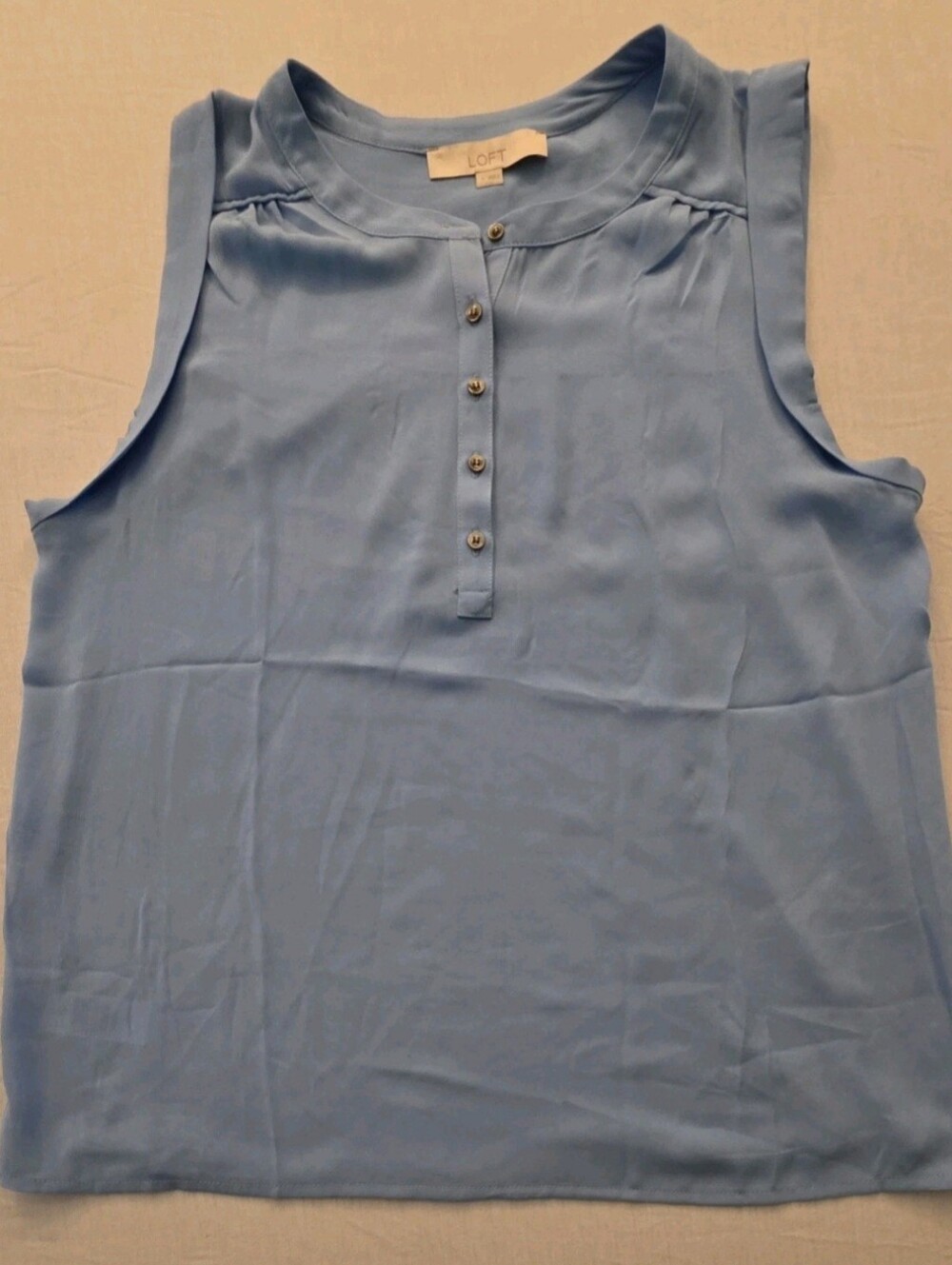LOFT Sleeveless Blouse Blue Button Front Top Women's Size Small